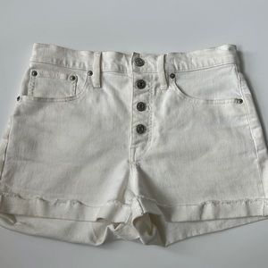 J. Crew Denim White High Rise Button Fly Jean Shorts, Women’s White Size 27